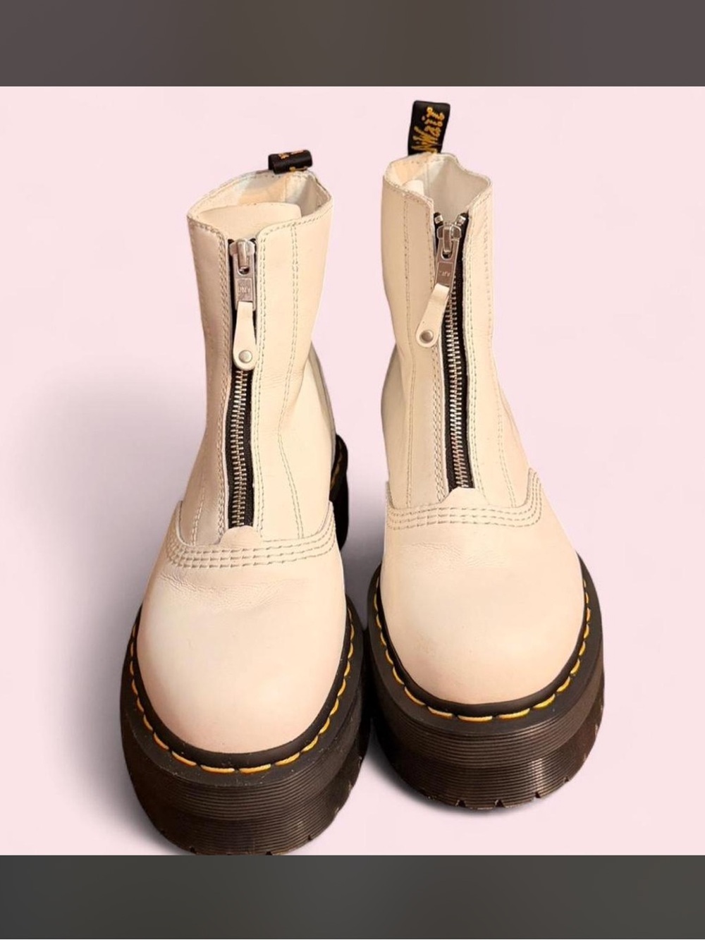 Dr. Martens JETTA ZIPPED SENDAL LEATHER PLATFORM BOOTS Sz 9